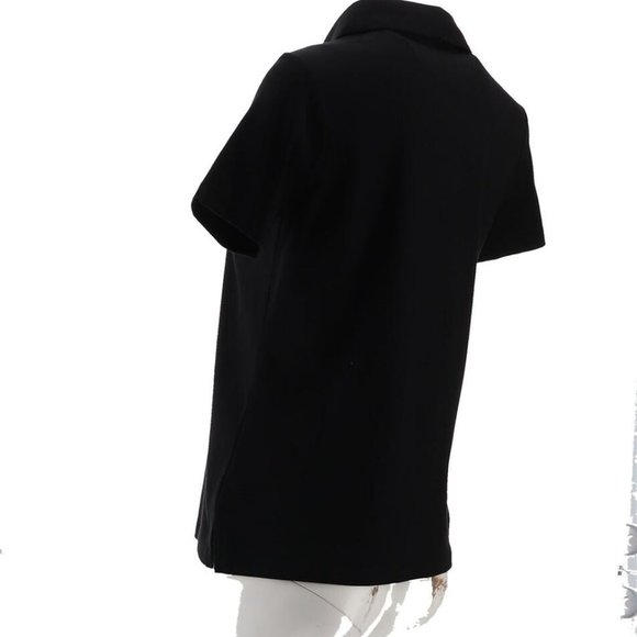 NWT ISAAC MIZRAHI SHORT SLEEVE PIMA COTTON POLO TOP JET BLACK XXS - Picture 6 of 10